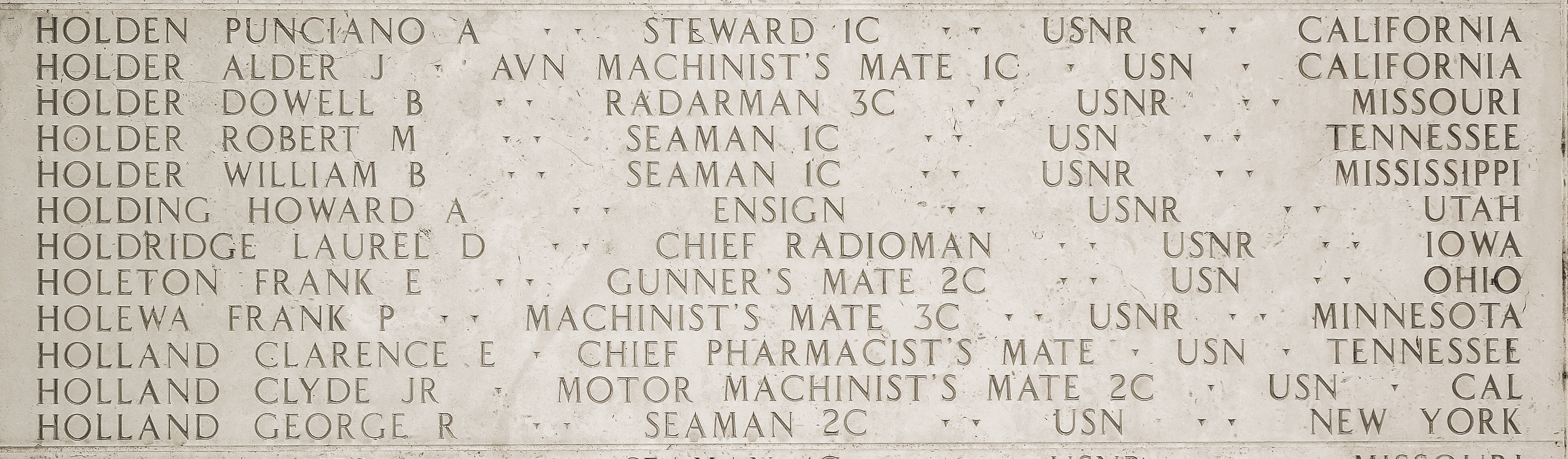 Clarence E. Holland, Chief Pharmacist's Mate